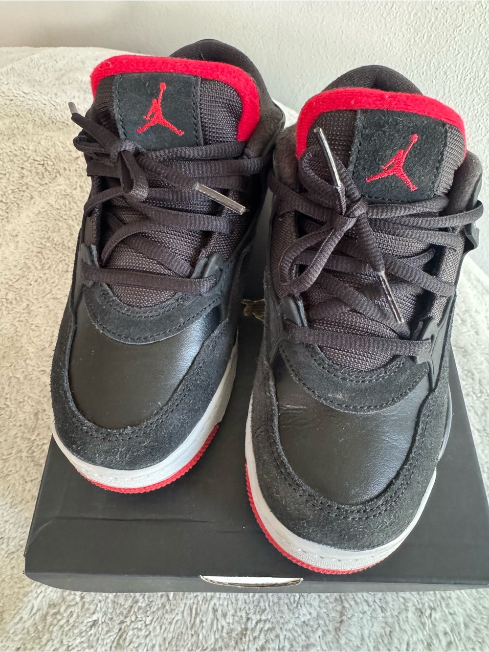 Nike Kids Black and Red Jordan Low-Top Sneakers